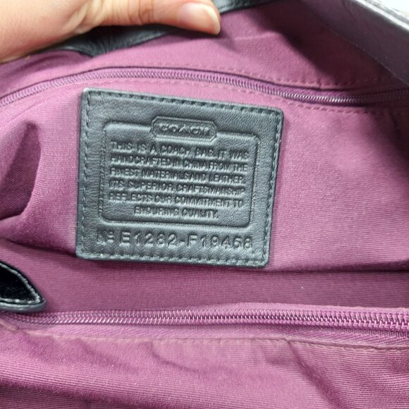 Coach Signature Soho Hobo Tote Bag F13739 Tan & Purple Womens Handbag 11" x 9" x - Picture 9 of 9